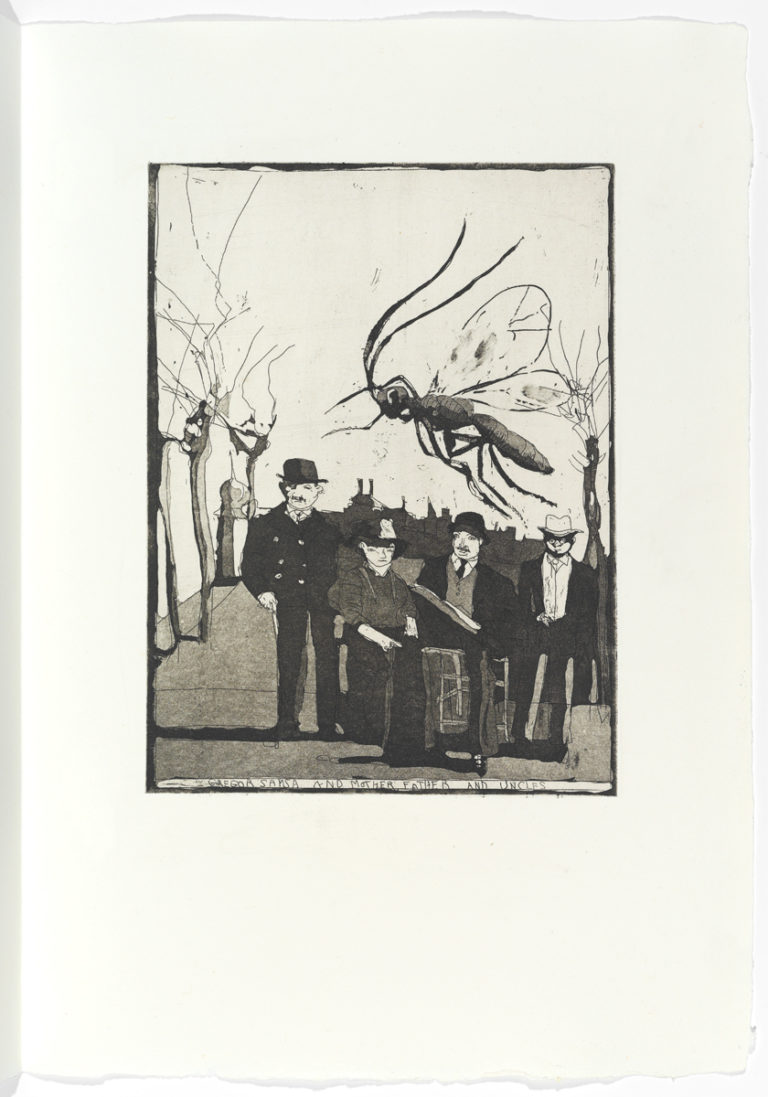 Robert Andrew Parker, "Gregor Samson and family" (1990), etching. Excerpted from the book "Dreams, Diaries, and Fragments".